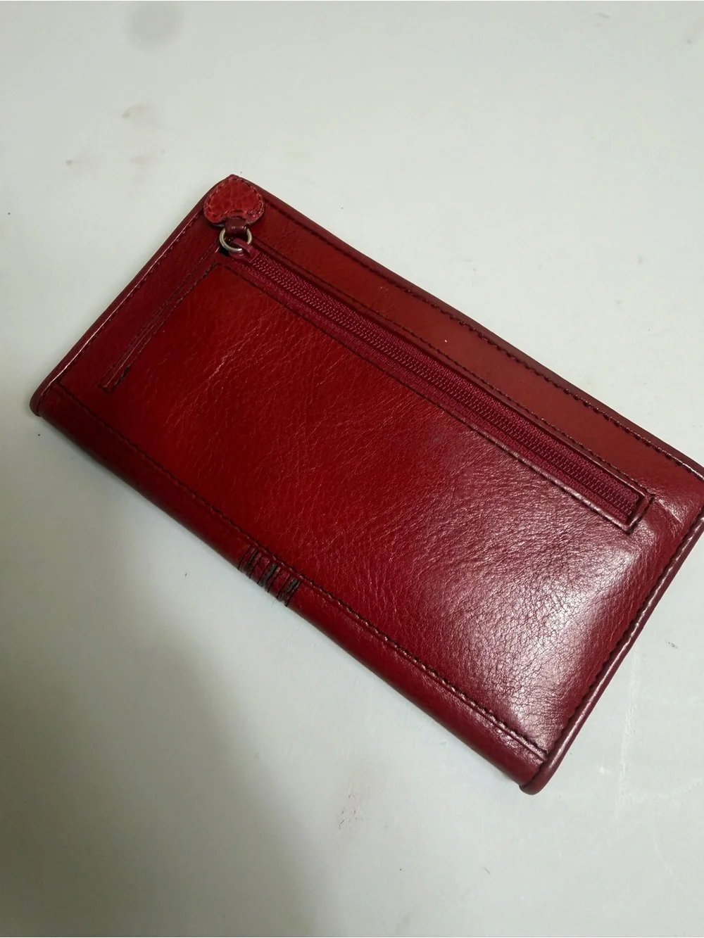 Brighton Vintage Red & Black Leather Organizer Bifold Wallet